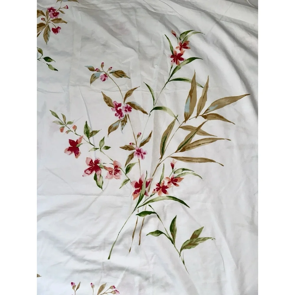 Vtg Coming Home Lands End King Duvet Cover Watercolor Tropical Floral Cotton NWT